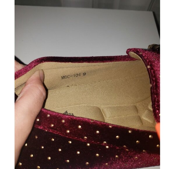 Mens Royal Loafers Velvet Shoes Burgundy and Gold Size 9 - Picture 9 of 10